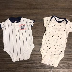 Boys Infant Onesies- Pinstripes & Stars - 3Mo